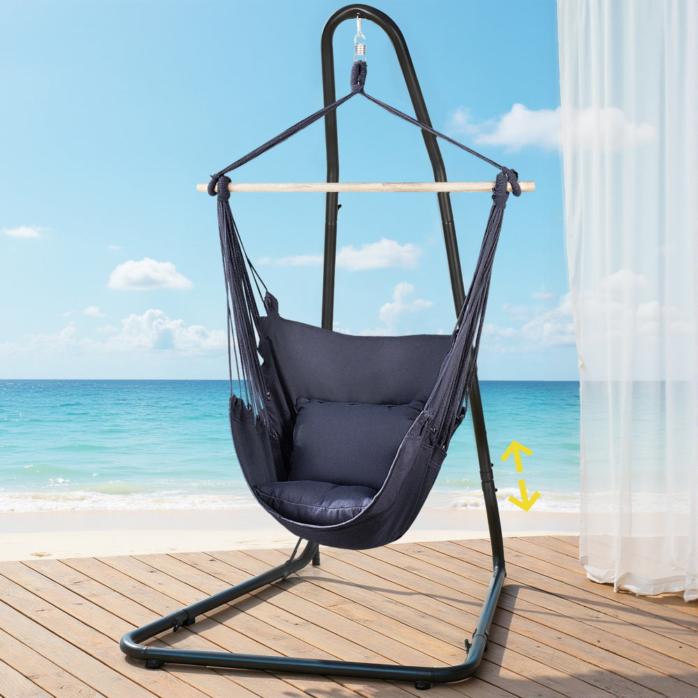 Gardeon Hammock Chair with Heavy Duty Steel Stand-Home &amp; Garden &gt; Hammocks &gt; Hammocks &amp; Accessories-PEROZ Accessories