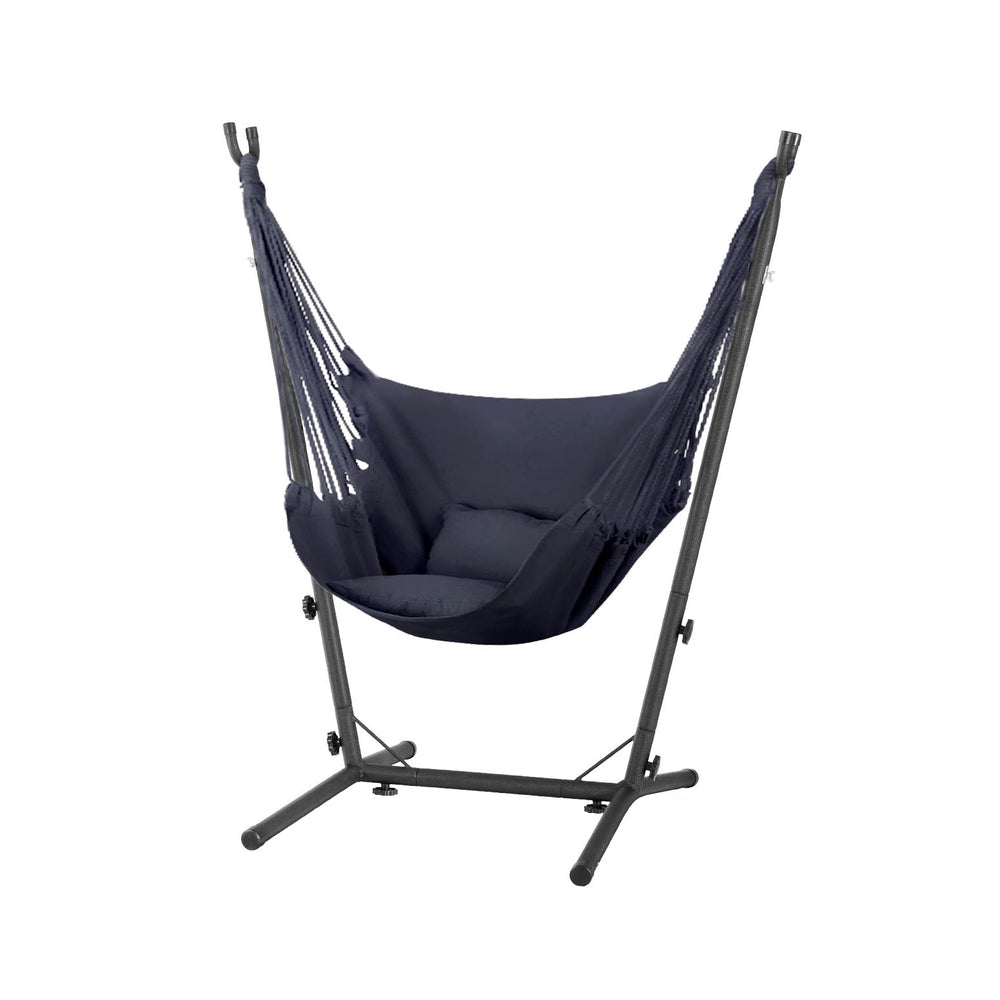 Gardeon Hammock Chair Outdoor Camping Hanging with Stand Grey-Home &amp; Garden &gt; Hammocks-PEROZ Accessories