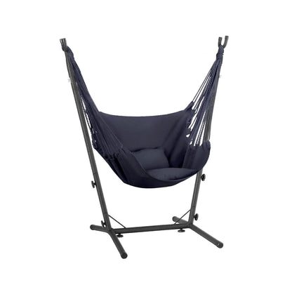 Gardeon Hammock Chair Outdoor Camping Hanging with Stand Grey-Home &amp; Garden &gt; Hammocks-PEROZ Accessories