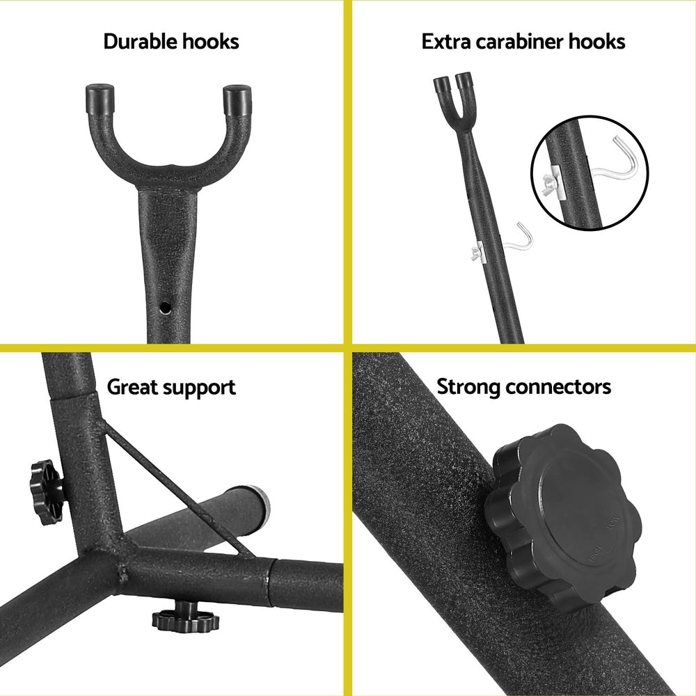 Gardeon Hammock Chair Outdoor Camping Hanging with Stand Grey-Home &amp; Garden &gt; Hammocks-PEROZ Accessories