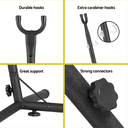 Gardeon Hammock Chair Outdoor Camping Hanging with Stand Grey-Home &amp; Garden &gt; Hammocks-PEROZ Accessories