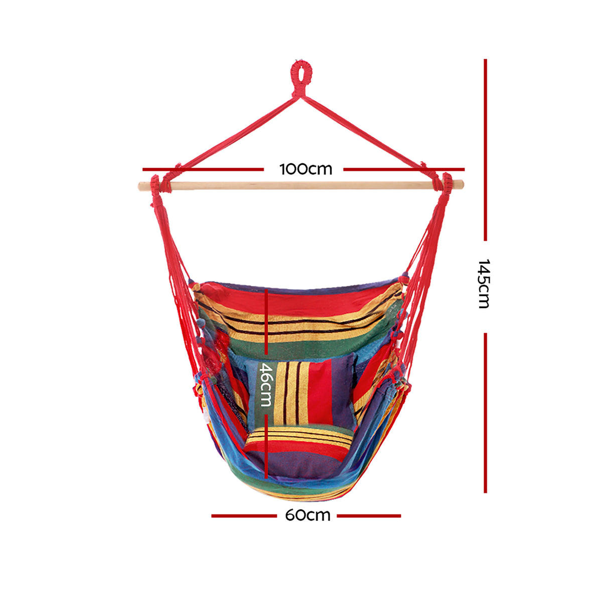 Gardeon Hammock Chair Outdoor Camping Hanging Hammocks Cushion Pillow Rainbow-Hammock-PEROZ Accessories