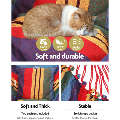 Gardeon Hammock Chair Outdoor Camping Hanging Hammocks Cushion Pillow Rainbow-Hammock-PEROZ Accessories