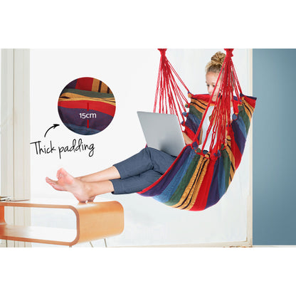 Gardeon Hammock Chair Outdoor Camping Hanging Hammocks Cushion Pillow Rainbow-Hammock-PEROZ Accessories