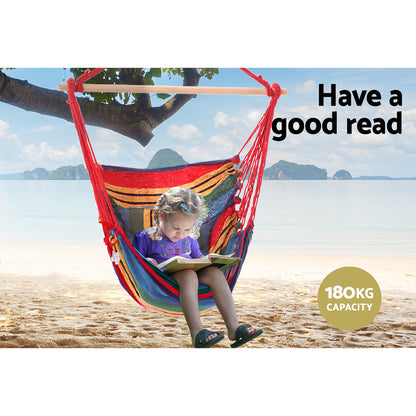 Gardeon Hammock Chair Outdoor Camping Hanging Hammocks Cushion Pillow Rainbow-Hammock-PEROZ Accessories