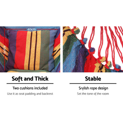 Gardeon Hammock Chair Outdoor Camping Hanging Hammocks Cushion Pillow Rainbow-Hammock-PEROZ Accessories
