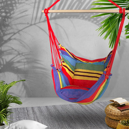 Gardeon Hammock Chair Outdoor Camping Hanging Hammocks Cushion Pillow Rainbow-Hammock-PEROZ Accessories
