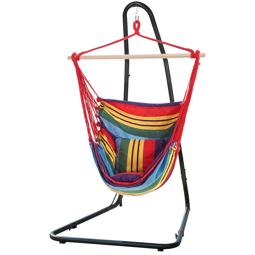 Gardeon Hammock Chair with Heavy Duty Steel Stand-Home &amp; Garden &gt; Hammocks &gt; Hammocks &amp; Accessories-PEROZ Accessories