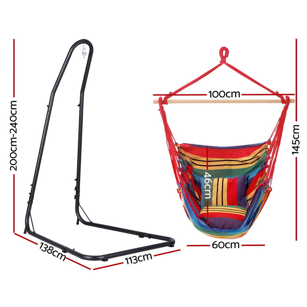Gardeon Hammock Chair with Heavy Duty Steel Stand-Home &amp; Garden &gt; Hammocks &gt; Hammocks &amp; Accessories-PEROZ Accessories