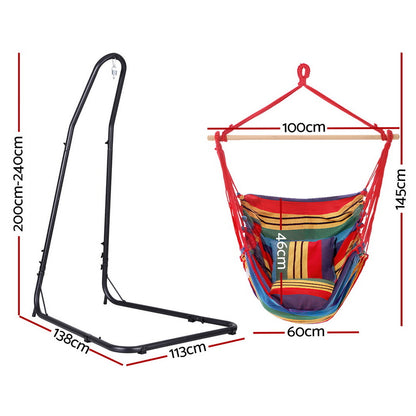 Gardeon Hammock Chair with Heavy Duty Steel Stand-Home &amp; Garden &gt; Hammocks &gt; Hammocks &amp; Accessories-PEROZ Accessories
