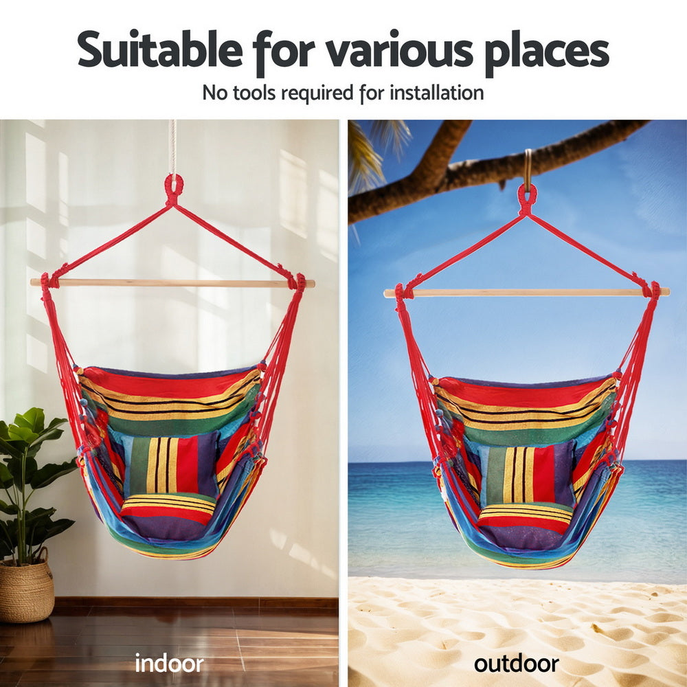 Gardeon Hammock Chair with Heavy Duty Steel Stand-Home &amp; Garden &gt; Hammocks &gt; Hammocks &amp; Accessories-PEROZ Accessories