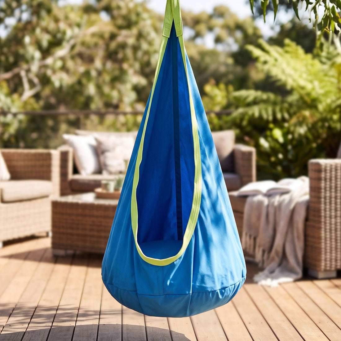 Gardeon Kids Hammock Chair Camping 70cmx150cm with Cushion Storage Bag Blue-Home &amp; Garden > Hammocks > Hammocks &amp; Accessories-PEROZ Accessories