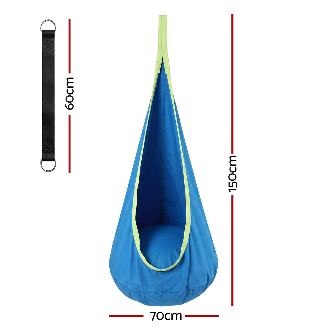 Gardeon Kids Hammock Chair Camping 70cmx150cm with Cushion Storage Bag Blue-Home &amp; Garden > Hammocks > Hammocks &amp; Accessories-PEROZ Accessories