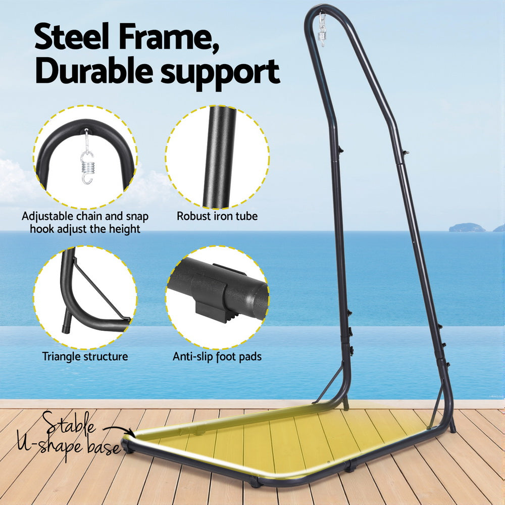 Gardeon Hammock Chair Stand Heavy Duty Steel Frame Black-Furniture &gt; Bar Stools &amp; Chairs &gt; Table &amp; Bar Stools-PEROZ Accessories