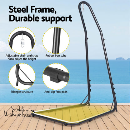 Gardeon Hammock Chair Stand Heavy Duty Steel Frame Black-Furniture &gt; Bar Stools &amp; Chairs &gt; Table &amp; Bar Stools-PEROZ Accessories