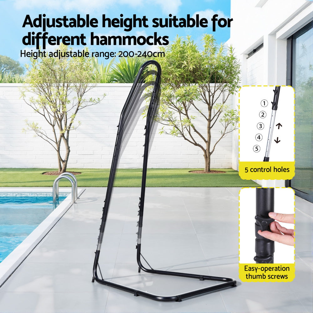 Gardeon Hammock Chair Stand Heavy Duty Steel Frame Black-Furniture &gt; Bar Stools &amp; Chairs &gt; Table &amp; Bar Stools-PEROZ Accessories