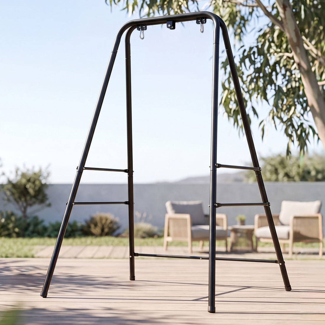 Gardeon Hammock Stand 135cm x180cm Steel Frame for Hanging Chairs Black-Home &amp; Garden > Hammocks > Hammocks &amp; Accessories-PEROZ Accessories