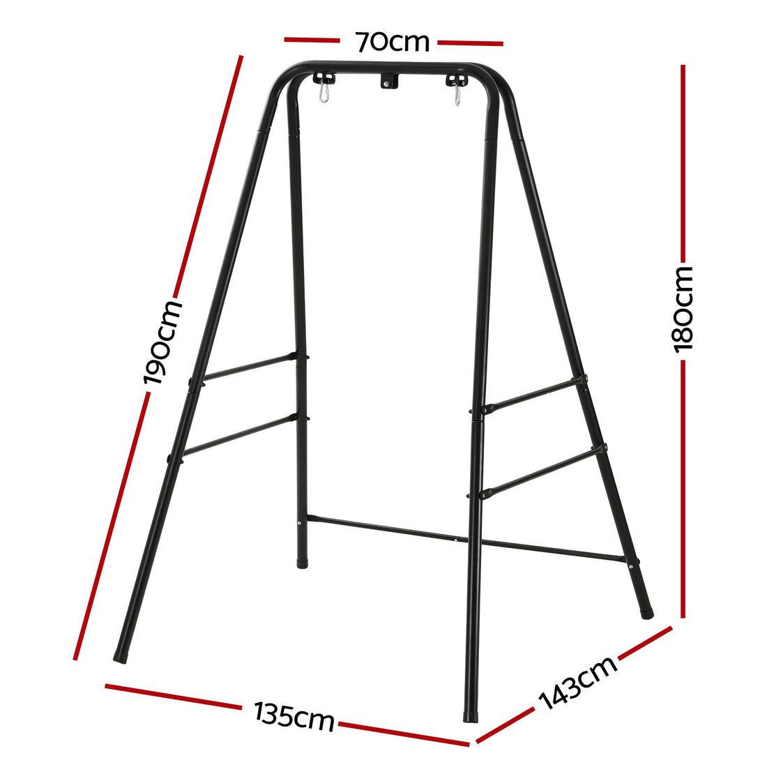 Gardeon Hammock Stand 135cm x180cm Steel Frame for Hanging Chairs Black-Home &amp; Garden > Hammocks > Hammocks &amp; Accessories-PEROZ Accessories