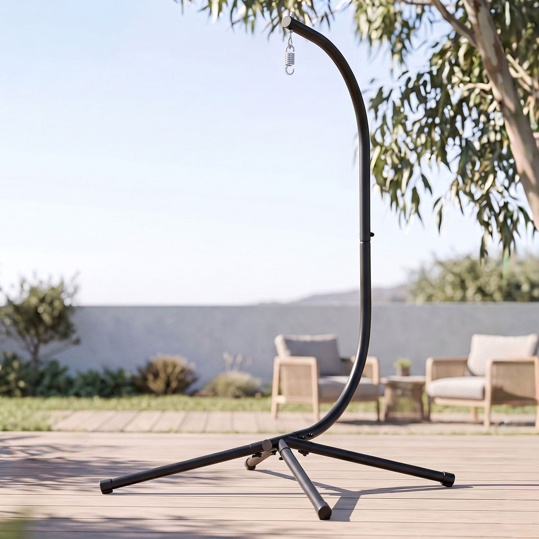Gardeon Hammock Stand 150kg Capacity Metal Frame for Hanging Chairs Black-Home &amp; Garden > Hammocks > Hammocks &amp; Accessories-PEROZ Accessories