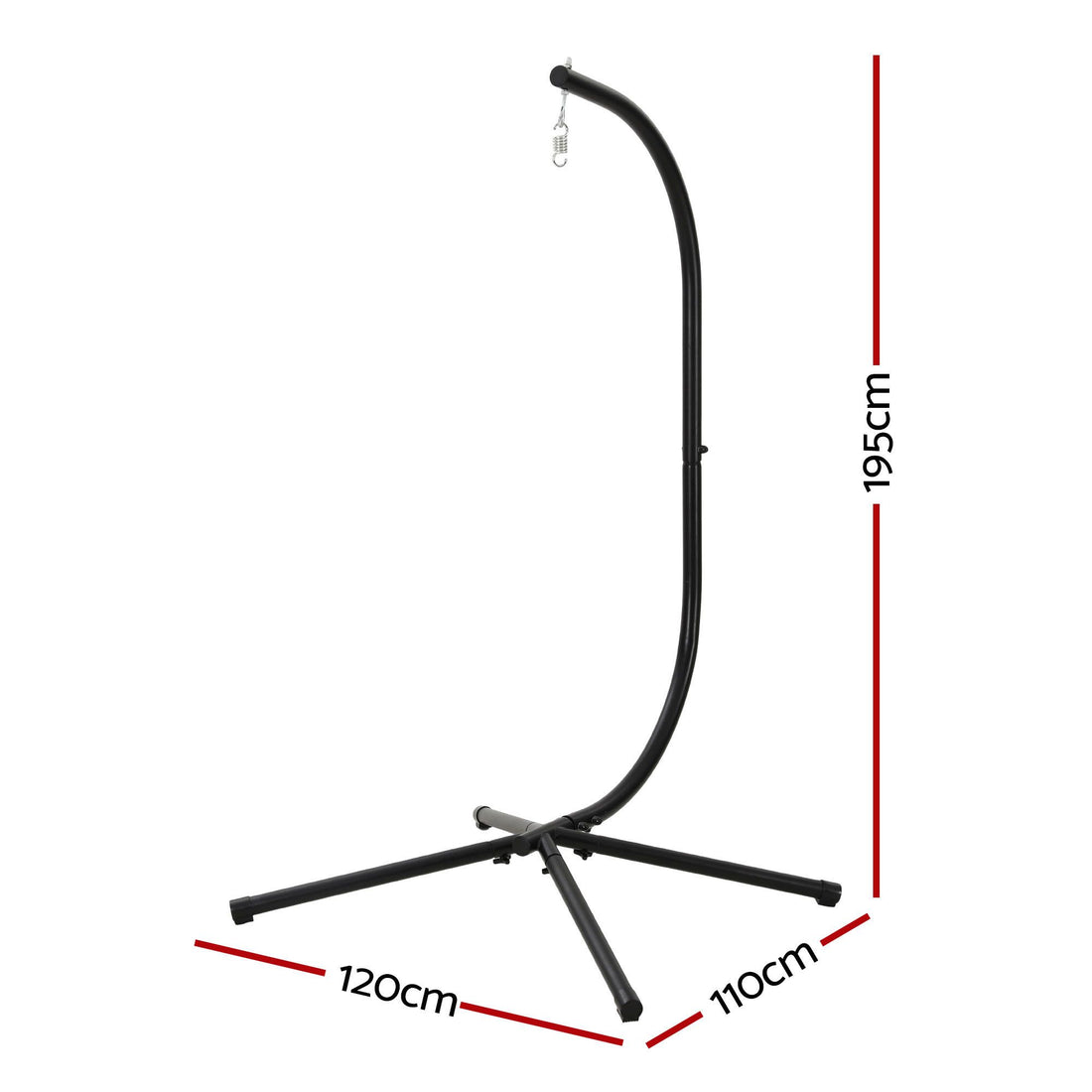 Gardeon Hammock Stand 150kg Capacity Metal Frame for Hanging Chairs Black-Home &amp; Garden > Hammocks > Hammocks &amp; Accessories-PEROZ Accessories