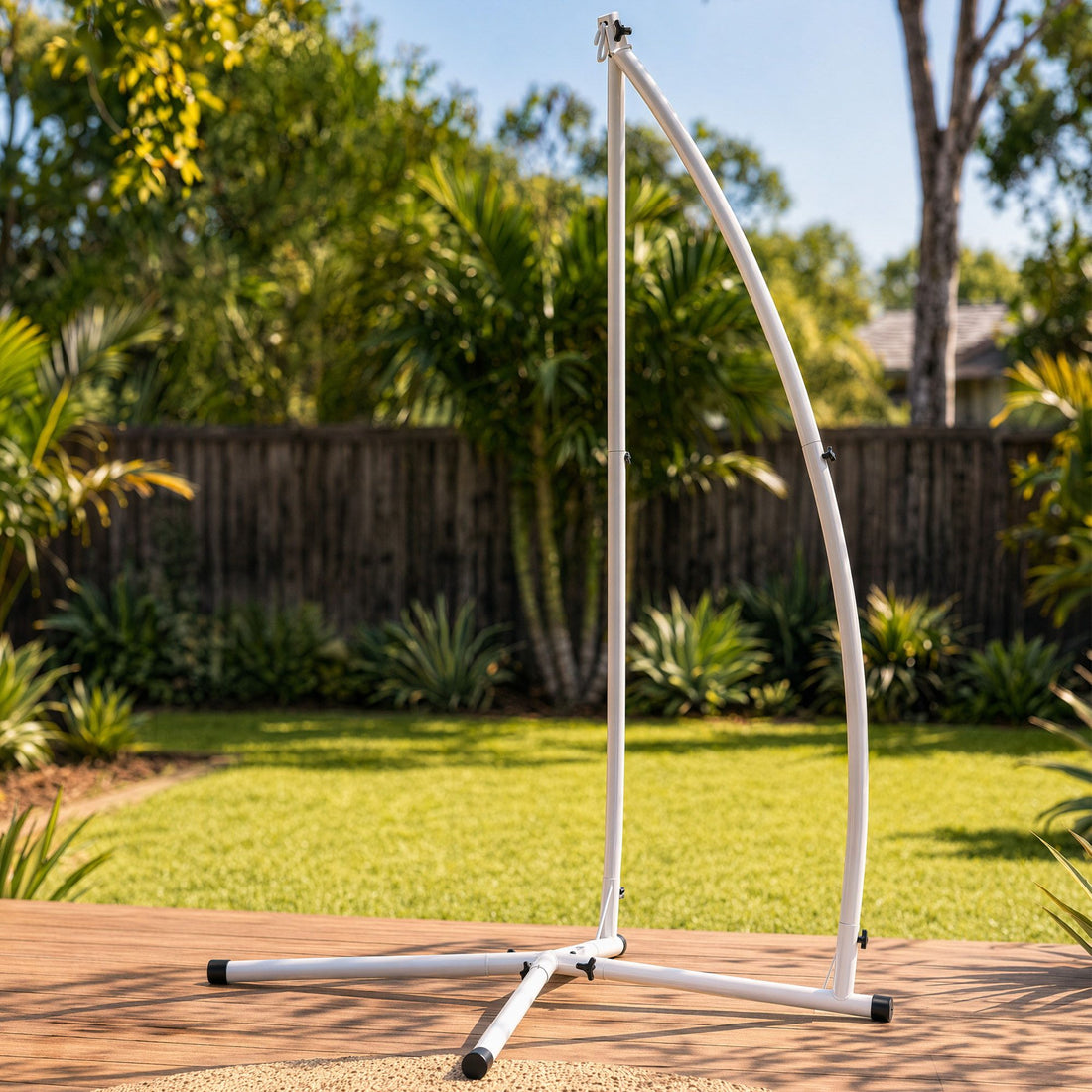 Gardeon Hammock Stand 150kg Capacity White Steel Frame for Hanging Chairs-Home &amp; Garden > Hammocks > Hammocks &amp; Accessories-PEROZ Accessories