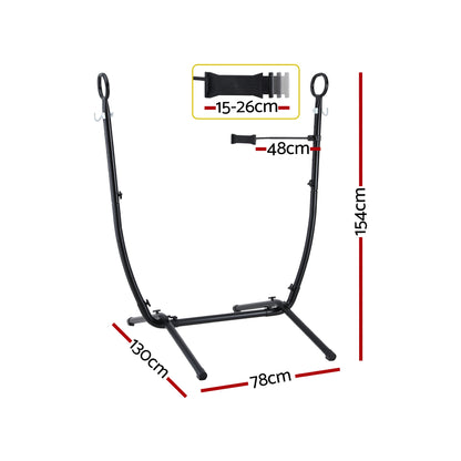 Gardeon Hammock Chair Stand Iron Frame w/ Phone Holder Black-Home &amp; Garden > Hammocks > Hammocks &amp; Accessories-PEROZ Accessories