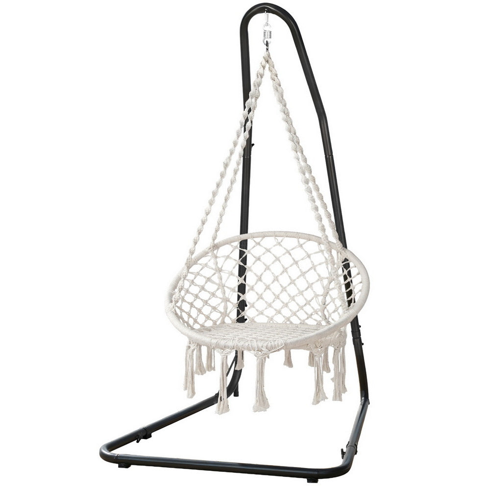 Gardeon Hammock Hanging Chair with Steel Stand-Home &amp; Garden &gt; Hammocks &gt; Hammocks &amp; Accessories-PEROZ Accessories