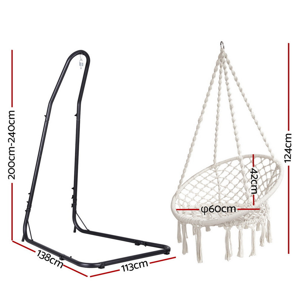 Gardeon Hammock Hanging Chair with Steel Stand-Home &amp; Garden &gt; Hammocks &gt; Hammocks &amp; Accessories-PEROZ Accessories