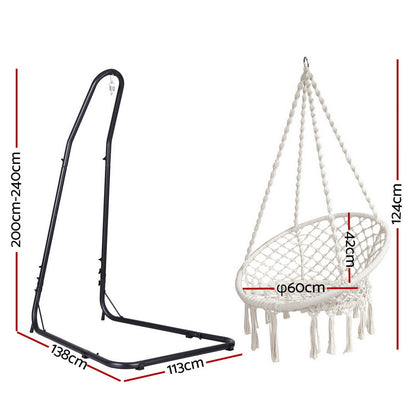 Gardeon Hammock Hanging Chair with Steel Stand-Home &amp; Garden &gt; Hammocks &gt; Hammocks &amp; Accessories-PEROZ Accessories