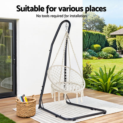 Gardeon Hammock Hanging Chair with Steel Stand-Home &amp; Garden &gt; Hammocks &gt; Hammocks &amp; Accessories-PEROZ Accessories