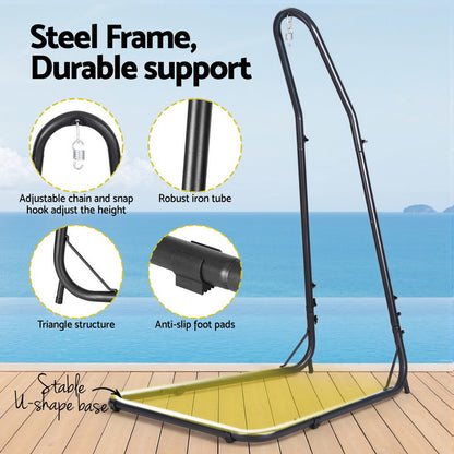 Gardeon Hammock Hanging Chair with Steel Stand-Home &amp; Garden &gt; Hammocks &gt; Hammocks &amp; Accessories-PEROZ Accessories