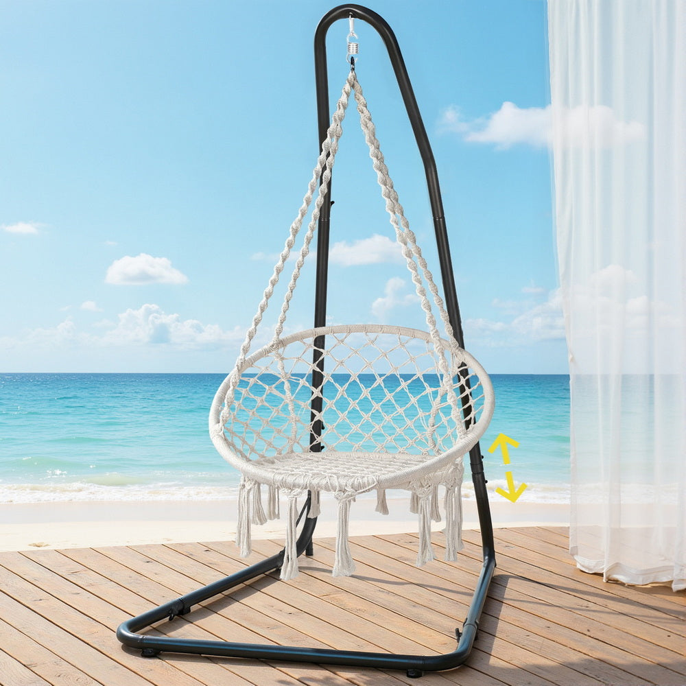 Gardeon Hammock Hanging Chair with Steel Stand-Home &amp; Garden &gt; Hammocks &gt; Hammocks &amp; Accessories-PEROZ Accessories
