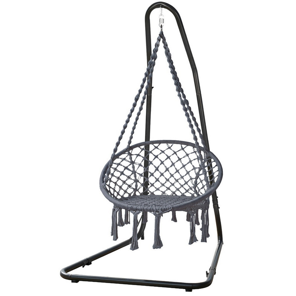 Gardeon Hammock Hanging Chair with Steel Stand-Home &amp; Garden &gt; Hammocks &gt; Hammocks &amp; Accessories-PEROZ Accessories