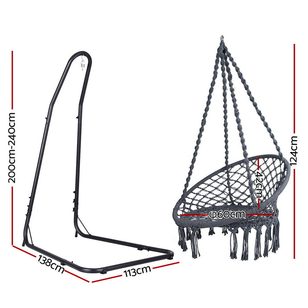Gardeon Hammock Hanging Chair with Steel Stand-Home &amp; Garden &gt; Hammocks &gt; Hammocks &amp; Accessories-PEROZ Accessories