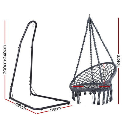 Gardeon Hammock Hanging Chair with Steel Stand-Home &amp; Garden &gt; Hammocks &gt; Hammocks &amp; Accessories-PEROZ Accessories