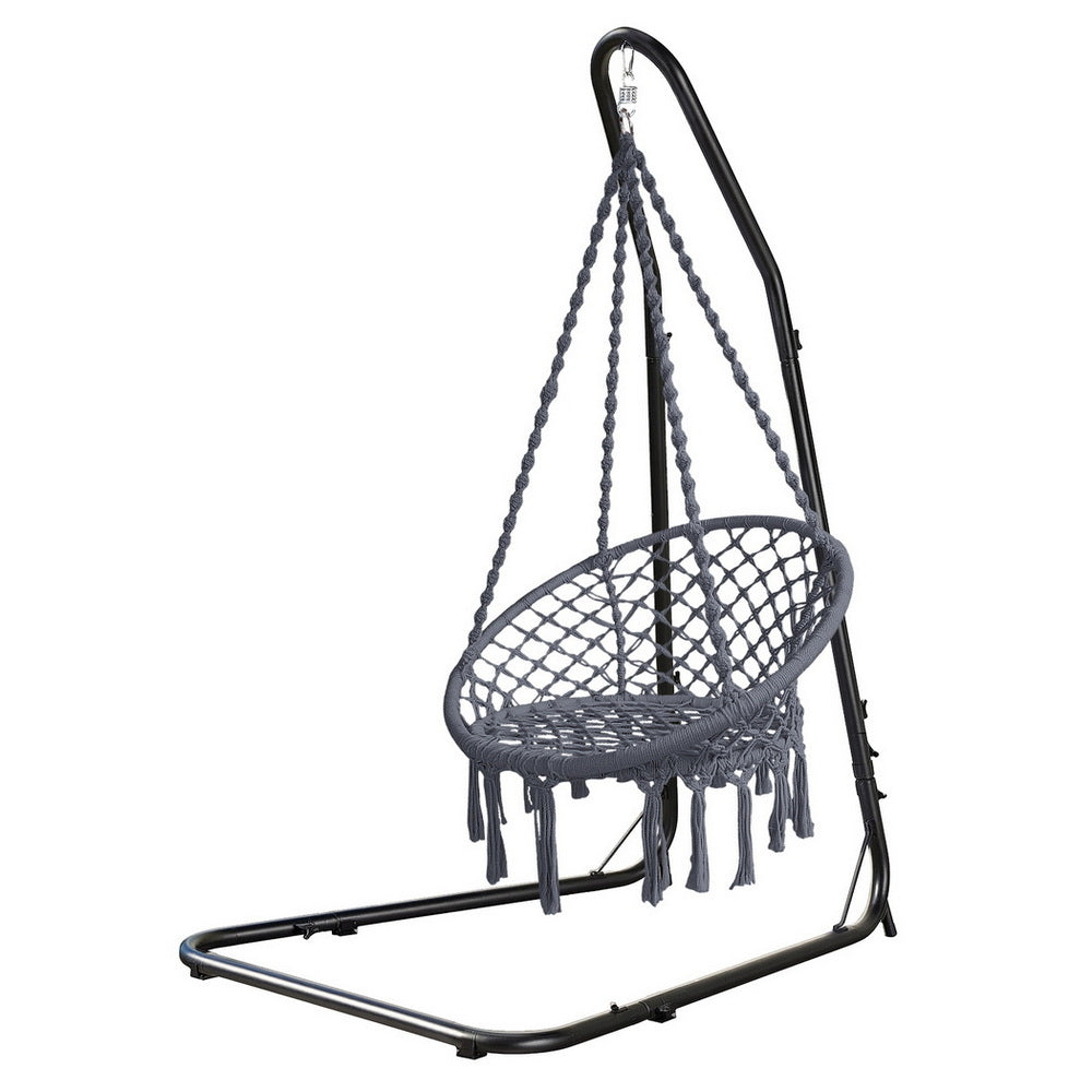 Gardeon Hammock Hanging Chair with Steel Stand-Home &amp; Garden &gt; Hammocks &gt; Hammocks &amp; Accessories-PEROZ Accessories