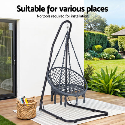 Gardeon Hammock Hanging Chair with Steel Stand-Home &amp; Garden &gt; Hammocks &gt; Hammocks &amp; Accessories-PEROZ Accessories