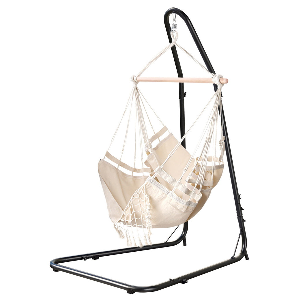 Gardeon Hammock Hanging Chair with Steel Stand-Home &amp; Garden &gt; Hammocks &gt; Hammocks &amp; Accessories-PEROZ Accessories