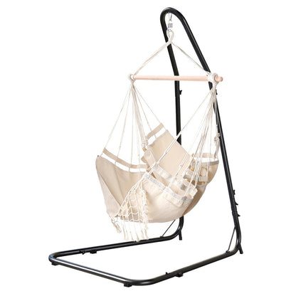 Gardeon Hammock Hanging Chair with Steel Stand-Home &amp; Garden &gt; Hammocks &gt; Hammocks &amp; Accessories-PEROZ Accessories