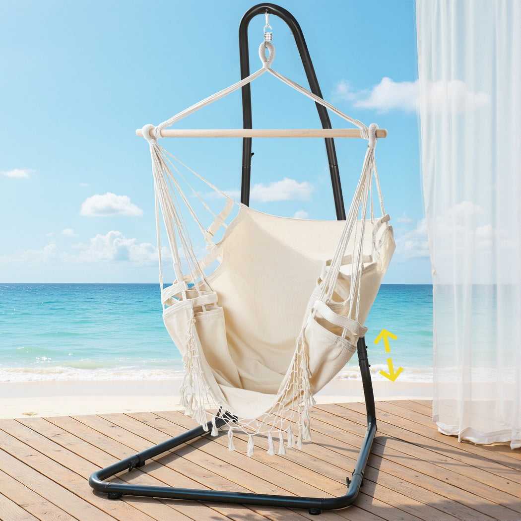 Gardeon Hammock Hanging Chair with Steel Stand-Home &amp; Garden &gt; Hammocks &gt; Hammocks &amp; Accessories-PEROZ Accessories