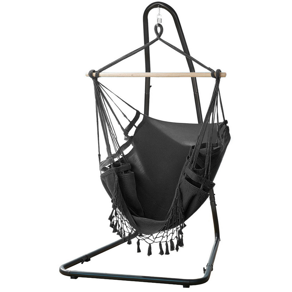 Gardeon Hammock Hanging Chair with Steel Stand-Home &amp; Garden &gt; Hammocks &gt; Hammocks &amp; Accessories-PEROZ Accessories