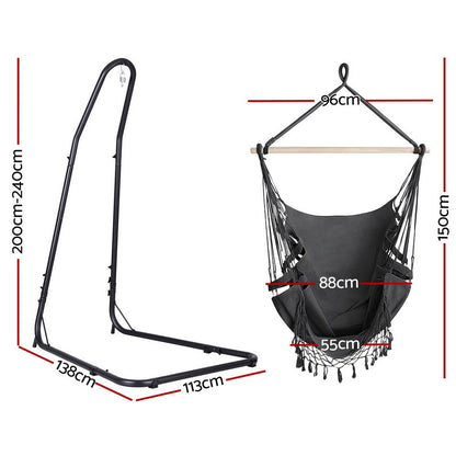 Gardeon Hammock Hanging Chair with Steel Stand-Home &amp; Garden &gt; Hammocks &gt; Hammocks &amp; Accessories-PEROZ Accessories