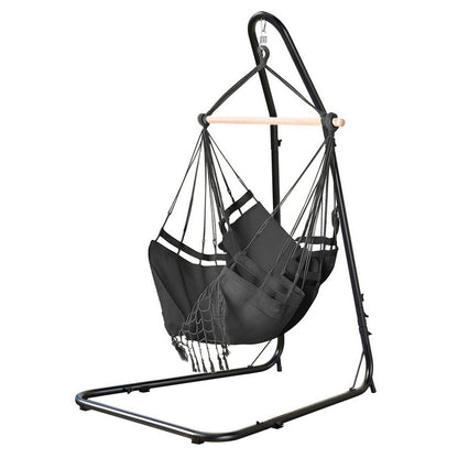 Gardeon Hammock Hanging Chair with Steel Stand-Home &amp; Garden &gt; Hammocks &gt; Hammocks &amp; Accessories-PEROZ Accessories