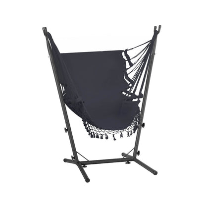 Gardeon Hammock Chair Outdoor Camping Hanging with Stand Grey-Home &amp; Garden &gt; Hammocks-PEROZ Accessories