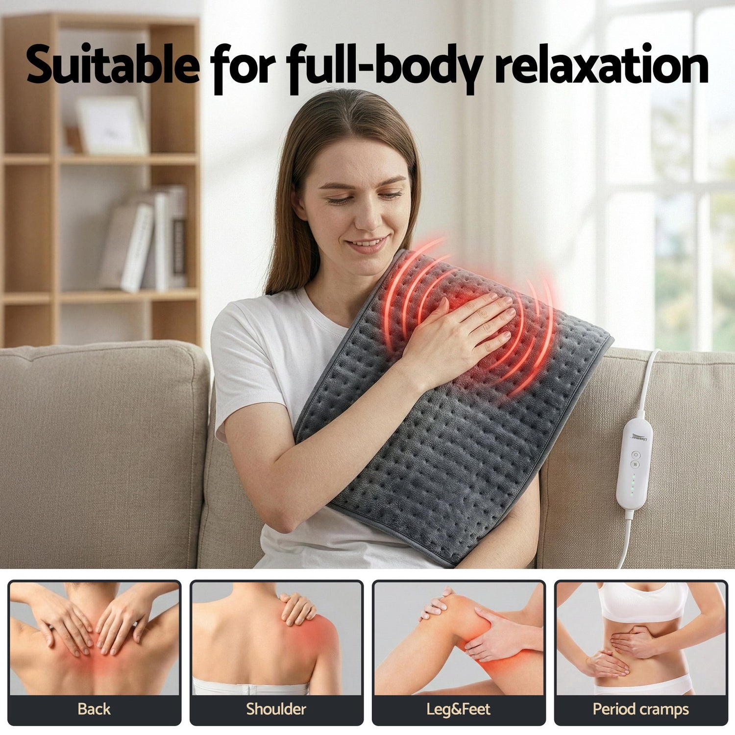 Livemor Electric Heating Pad Heat Mat 60x39cm-Health &amp; Beauty > Massage &amp; Relaxation > Heating Pads-PEROZ Accessories