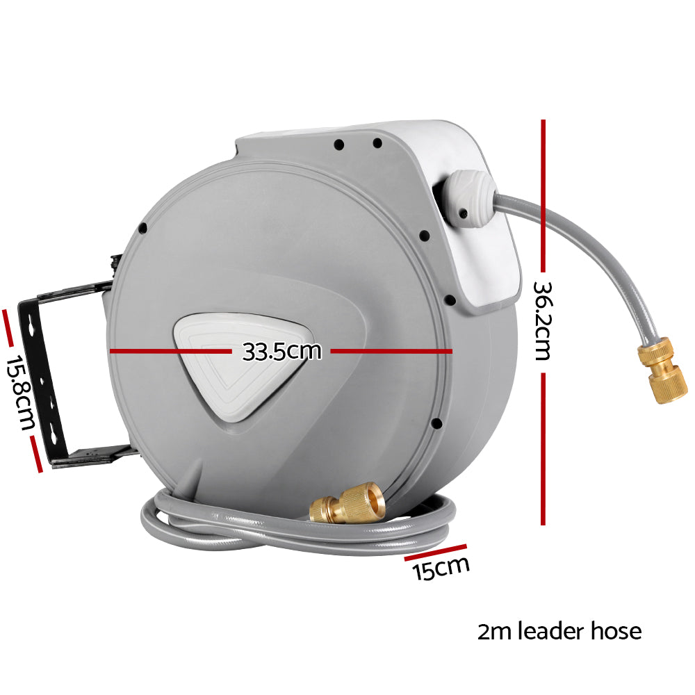 Water Hose Reel 20M Retractable Auto Rewind Garden Brass Spray Gun-Home &amp; Garden &gt; Garden Tools &gt; Garden Hoses-PEROZ Accessories