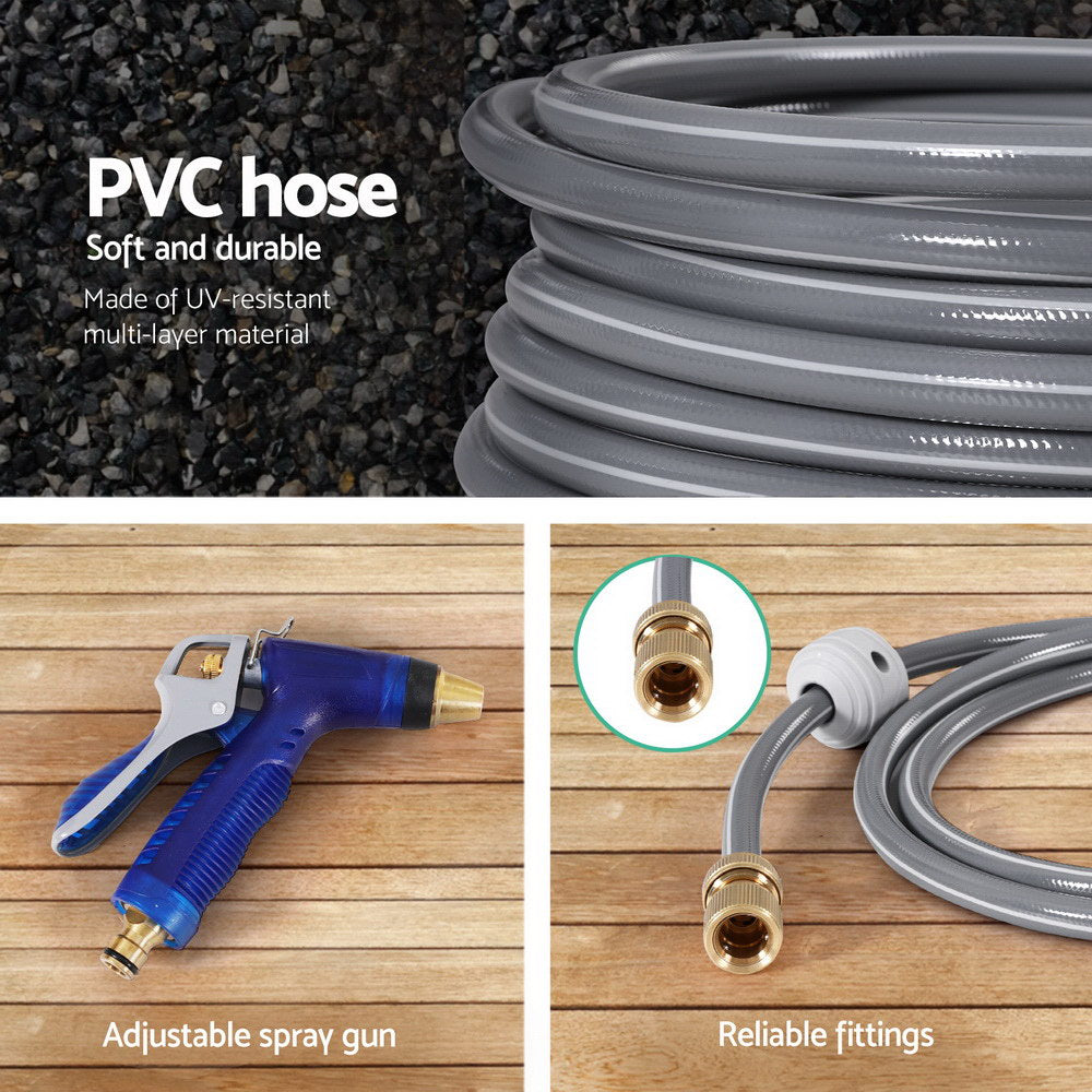 Green Fingers 30M Water Hose Reel Retractable Auto Rewind Wall Mount Garden Spray Gun-Home &amp; Garden &gt; Garden Tools &gt; Garden Hoses-PEROZ Accessories