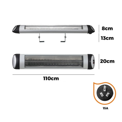 Vevare Electric Strip Infrared Heater Radiant 3000W Remote-Heaters-PEROZ Accessories