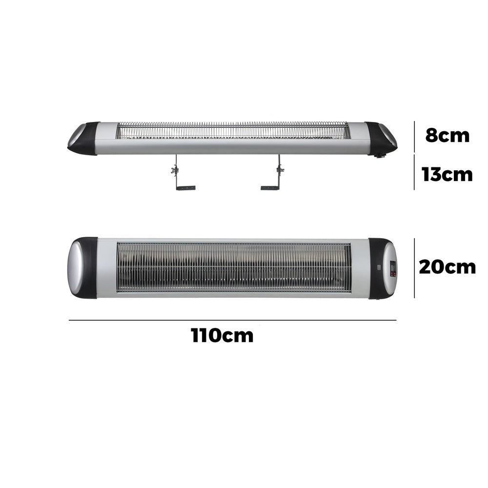 Vevare Electric Strip Infrared Heater Radiant 2x 3000W Remote-Heaters-PEROZ Accessories