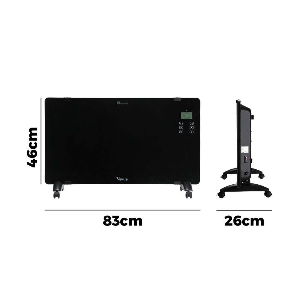 Vevare 2000W Electric Glass Panel Heater Wall Mounted-Heaters-PEROZ Accessories